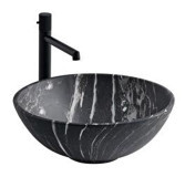 Lena Eh-2020m4 Dekoratif Tekli 45 cm Granit Tezgah Üstü Oval Lavabo Siyah