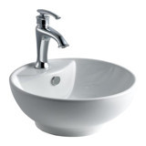 Lena E-5033 Klasik Tekli 46 cm Porselen Tezgah Üstü Yuvarlak Lavabo Beyaz