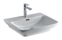 Lena E-3038 Klasik Tekli 56 cm Porselen Tezgah Üstü Dikdörtgen Lavabo Beyaz