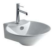 Lena E-5036 Klasik Tekli 45 cm Porselen Tezgah Üstü Asimetrik Lavabo Beyaz
