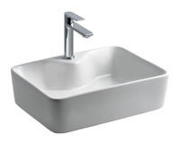 Lena E-5405 Klasik Tekli 49 cm Porselen Tezgah Üstü Dikdörtgen Lavabo Beyaz