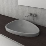 Bocchi 1112-006-0125 Klasik Tekli 58 cm Seramik Tezgah Üstü Asimetrik Lavabo Mat Gri