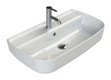 Lena Klasik Tekli 75 cm Seramik Tezgah Üstü Asimetrik Lavabo Beyaz