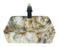 Pure Concept Dekoratif Tekli 48 cm Porselen Çanak Kare Lavabo Çok Renkli