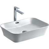 Lena E-4160 Klasik Tekli 55 cm Porselen Tezgah Üstü Dikdörtgen Lavabo Beyaz