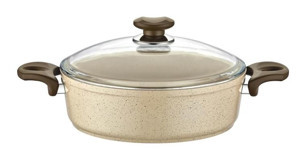Gülsan Safran Cam Kapaklı Granit 24 cm Karnıyarık Tenceresi