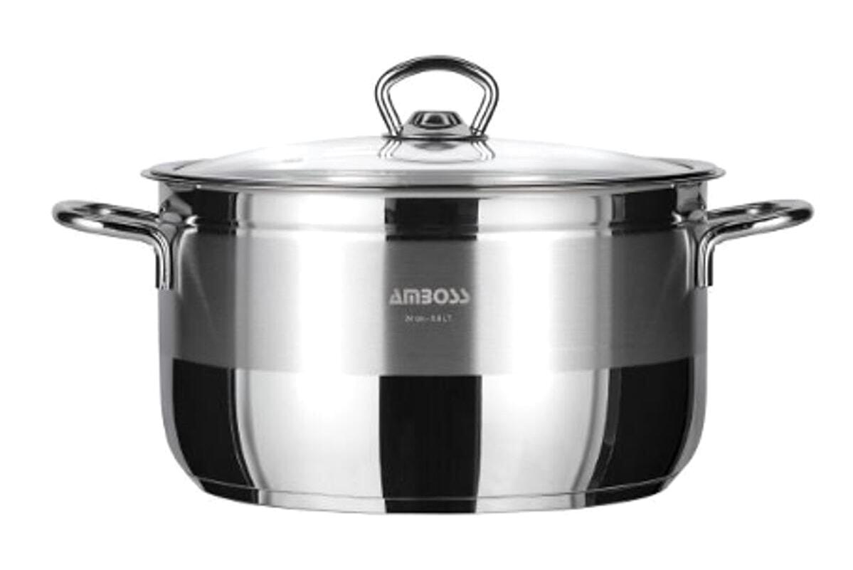 Amboss Saphire Cam Kapaklı Çelik 22 cm Derin Tencere