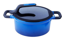Berghoff Gem Stay Cool Mavi İndüksiyonlu Cam Kapaklı Alüminyum 24 cm Derin Tencere