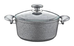 Oms Collection İndüksiyonlu Cam Kapaklı Granit 28 cm Derin Tencere