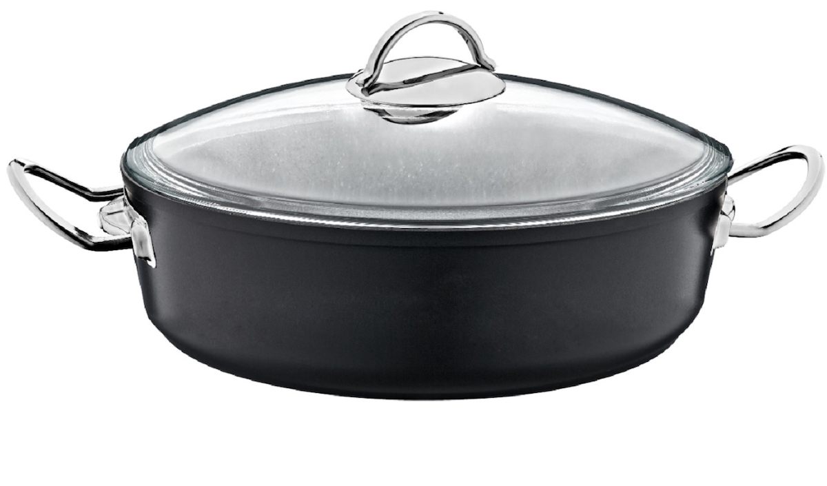 Oms Gastro İndüksiyonlu Cam Kapaklı Granit 32 cm Karnıyarık Tenceresi