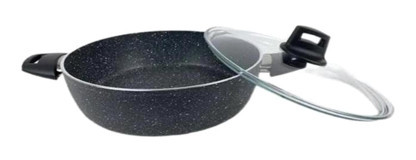 Eda ZK-021 Zetra Cam Kapaklı Granit 22 cm Basık Tencere