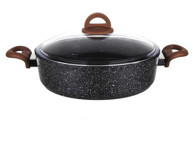 Aryıldız Terra Grey Cam Kapaklı Granit 28 cm Karnıyarık Tenceresi
