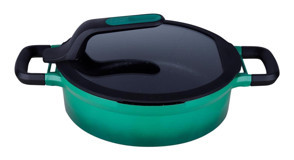 Berghoff Gem Stay Cool Açık Yeşil İndüksiyonlu Cam Kapaklı Alüminyum 26 cm Karnıyarık Tenceresi