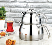 Evimsaray Büyük Boy Çelik Çaydanlık Gümüş