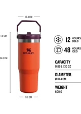 Stanley The IceFlow Flip Straw Çelik 890 ml Pipetli Bardak Termos Turuncu