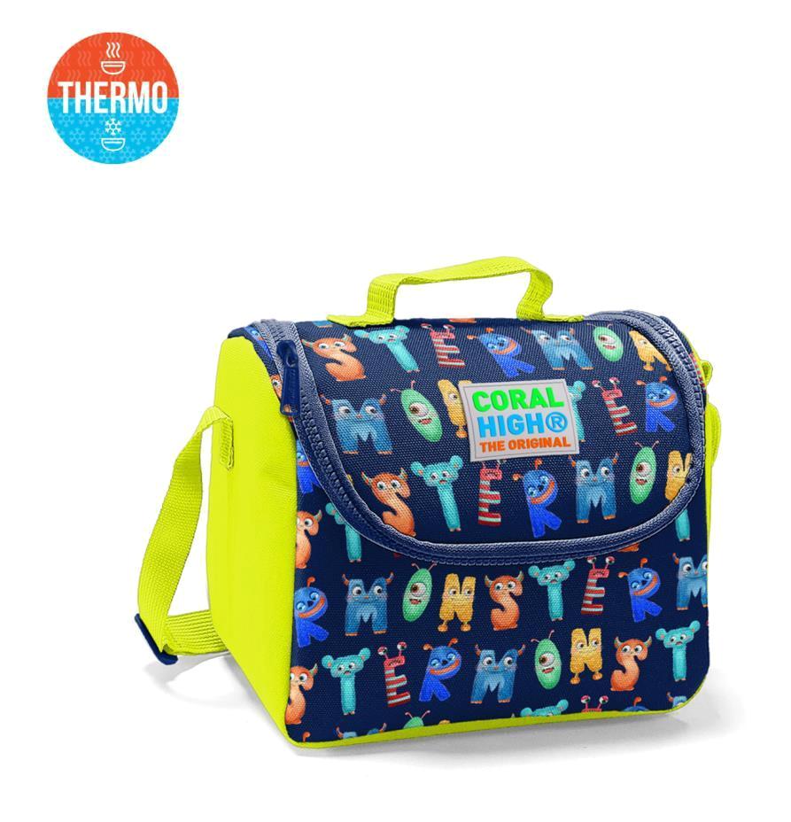 Coral High 22726 Harfli Termoslu Sevimli Canavarlar Lacivert Beslenme Çantası