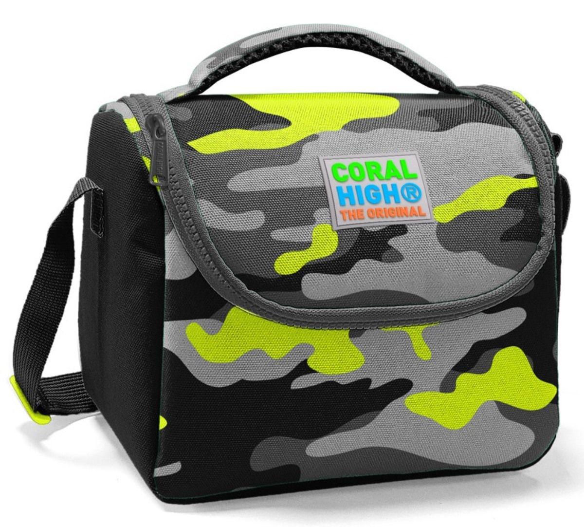 Coral High Kamuflaj Termoslu Siyah Beslenme Çantası