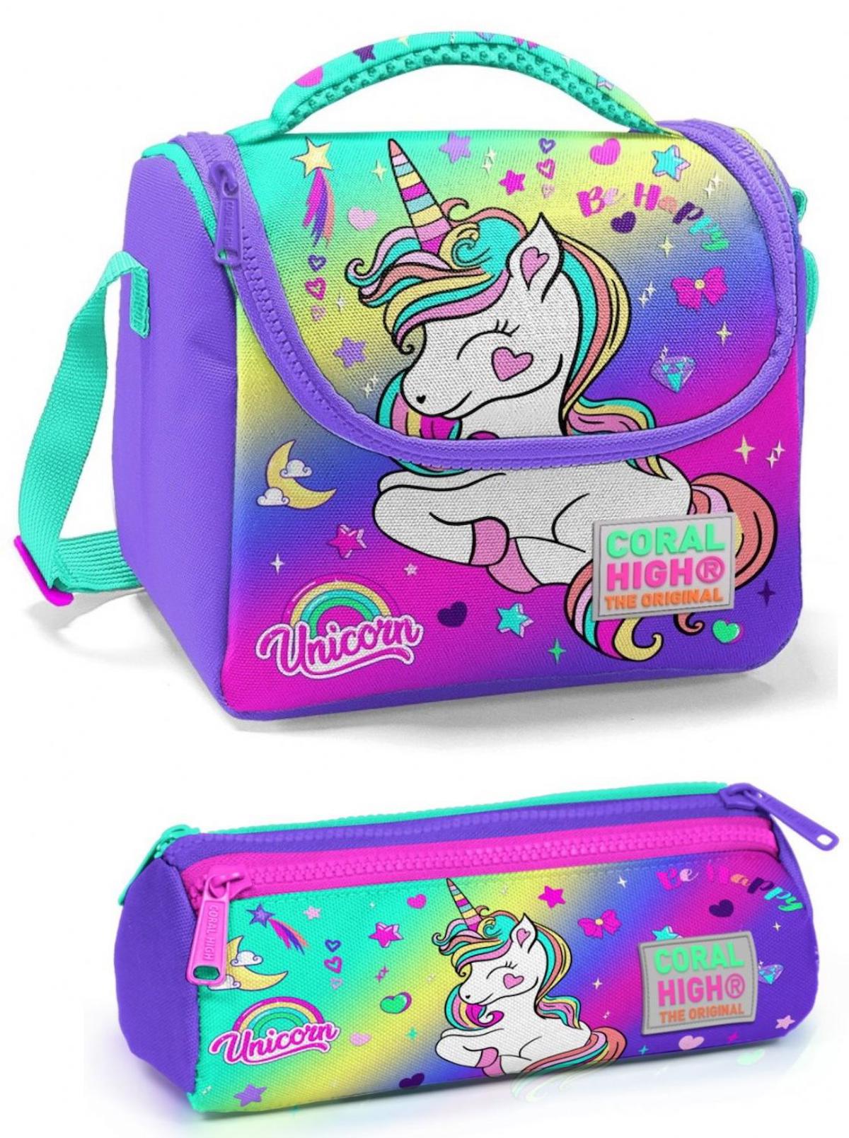 Coral High Unicorn Termoslu Unicorn Mor Beslenme Çantası