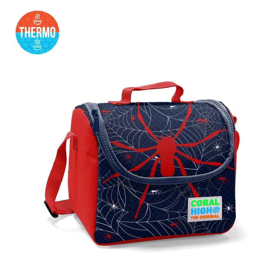 Coral High 22720 Örümcekli Termoslu Kırmızı - Lacivert Beslenme Çantası