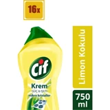 Cif Limon Kokulu Krem Mutfak ve Banyo Temizleyici 16x750 ml