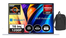 Asus Vivobook 16X VM1603QA33 Dahili AMD Radeon RX Vega 7  AMD Ryzen 5 5600H 8 GB Ram 256 GB SSD 16 inç Full HD Windows 11 Pro Laptop + Çanta
