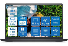 Dell Inspiron 3520 I35201013U015 Dahili Intel Iris Xe Graphics Eligible Intel Core i7 1255U 32 GB Ram 1 TB SSD 15.6 inç Full HD Windows 11 Pro Laptop