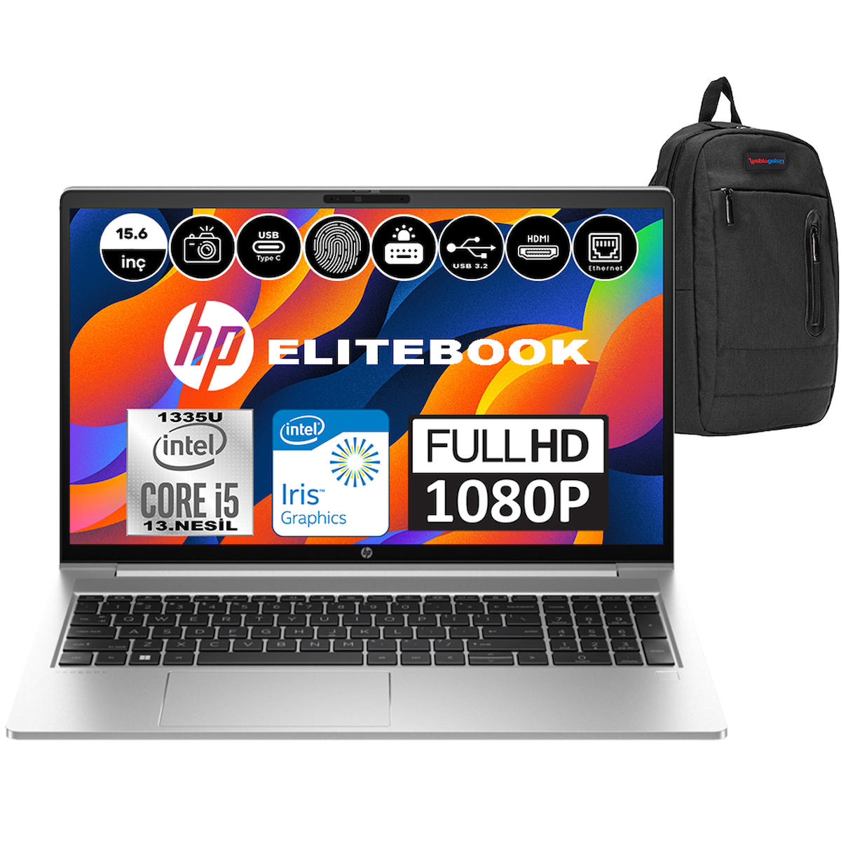 HP Elitebook 650 G10 8A573EAH05 Dahili Intel Iris Xe Graphics Eligible Intel Core i5 1335U 16 GB Ram 256 GB SSD 15.6 inç Full HD Windows 11 Home Laptop + WeblegelsinÇanta