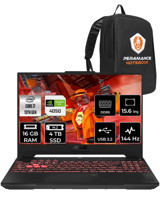 Asus TUF Gaming F15 LP261 Harici GeForce RTX 4050 Intel Core i7 13620H 16 GB Ram 4 TB SSD 15.6 inç Full HD FreeDos Oyuncu Laptop + PER4 Çanta