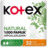 Kotex %100 Pamuk Hipoalerjenik Organik 32'li Normal Günlük Ped