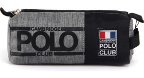 Cambridge Polo Club Street Style Gri-Siyah Düz Bez Tek Gözlü Üçgen Cüzdan Kalemlik