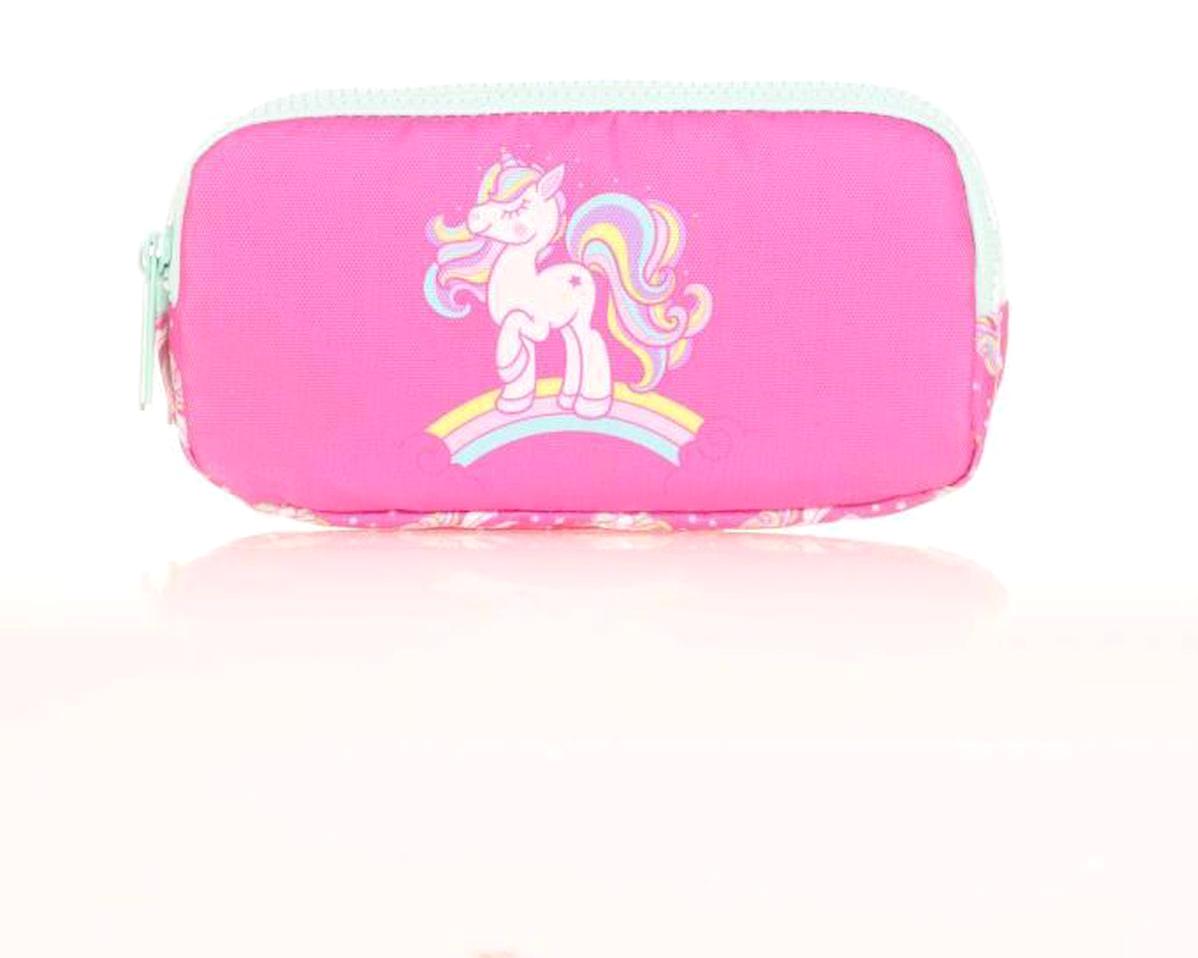 Kaukko Unicorn L8136 Çok Renkli Desenli Bez Bölmeli 3 Gözlü Dikdörtgen Cüzdan Kalemlik