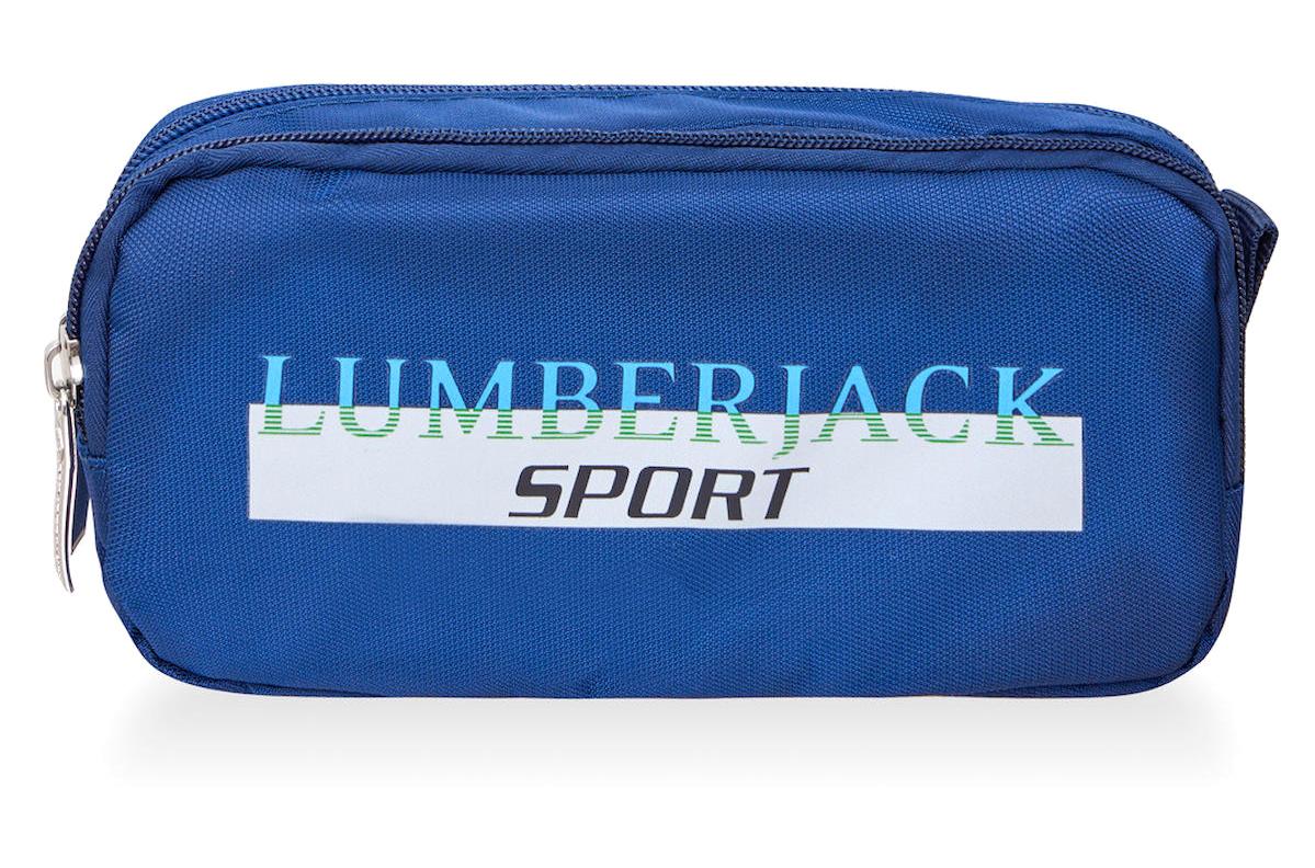 Lumberjack LMKLK23014 Mavi Baskılı Bez Bölmeli Çift Gözlü Dikdörtgen Cüzdan Kalemlik