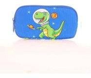 Kaukko Kids Çok Renkli Baskılı Bez Bölmeli 3 Gözlü Oval Cüzdan Kalemlik