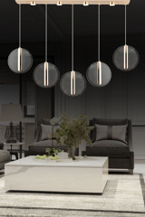 Apliqa Dosse Tekli Bej Ledli Modern Krom Salon-Oturma Odası Avize