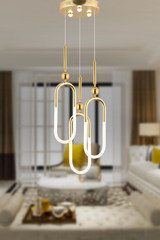 Antik Tekli Beyaz Modern Ahşap Salon Avize