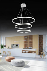 Nisaluce Tekli Beyaz Cam Modern Krom Salon Avize
