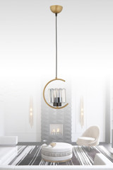 Eslight Tekli Bej Pasta Modern Kumaş Salon-Oturma Odası Avize