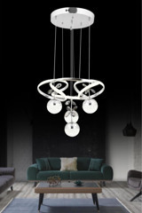Home Tekli Pembe Modern Bambu Salon Avize