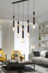 Apliqa 5'li Sarı Sarkıt Modern Metal Salon-Oturma Odası Avize