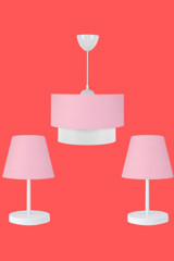 Art&Gift 3'lü Bej Sarkıt Modern Kumaş Salon-Oturma Odası Avize