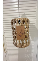 Afralyahome Bohem Tekli Haki Kristal Taşlı Modern Bambu Salon-Oturma Odası Avize