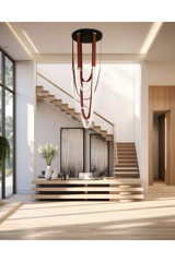 Tavcam Leydi 5'li Mor Sarkıt Modern Cam Salon-Oturma Odası Avize