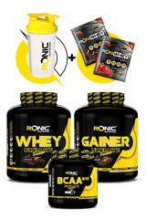 Ronic Nutrition Çikolata Aromalı Kilo Aldırıcı Gainer 3000 gr Toz + Bcaa 800 gr + Whey Protein Çikolata Aromalı 2270 gr