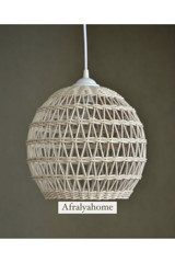 Afralyahome Tekli Bej Hasır Rustik Hasır Salon-Oturma Odası Avize