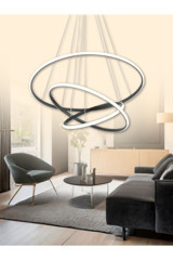 Ozyaydınlatma Tekli Gümüş Helezon Modern Alüminyum Salon-Oturma Odası Avize