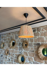 Lumexx 3'lü Kahverengi Hasır Modern Hasır Salon-Oturma Odası Avize