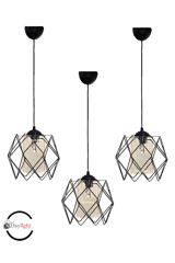 Esslight Tekli Siyah Cam Modern Metal Antre-Hol Avize
