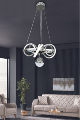 Ladco Aydınlatma A-4813-3A 3'lü Siyah Ledli Modern Alüminyum Salon-Oturma Odası Avize