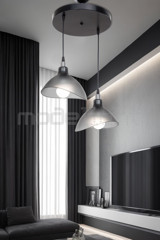 Mhm Collections Tekli Siyah Şapkalı Retro Çelik Salon-Oturma Odası Avize