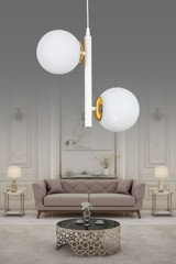 Sedef Avize 9416-5 Wesk 5'li Beyaz Sarkıt Modern Çelik Salon-Oturma Odası Avize